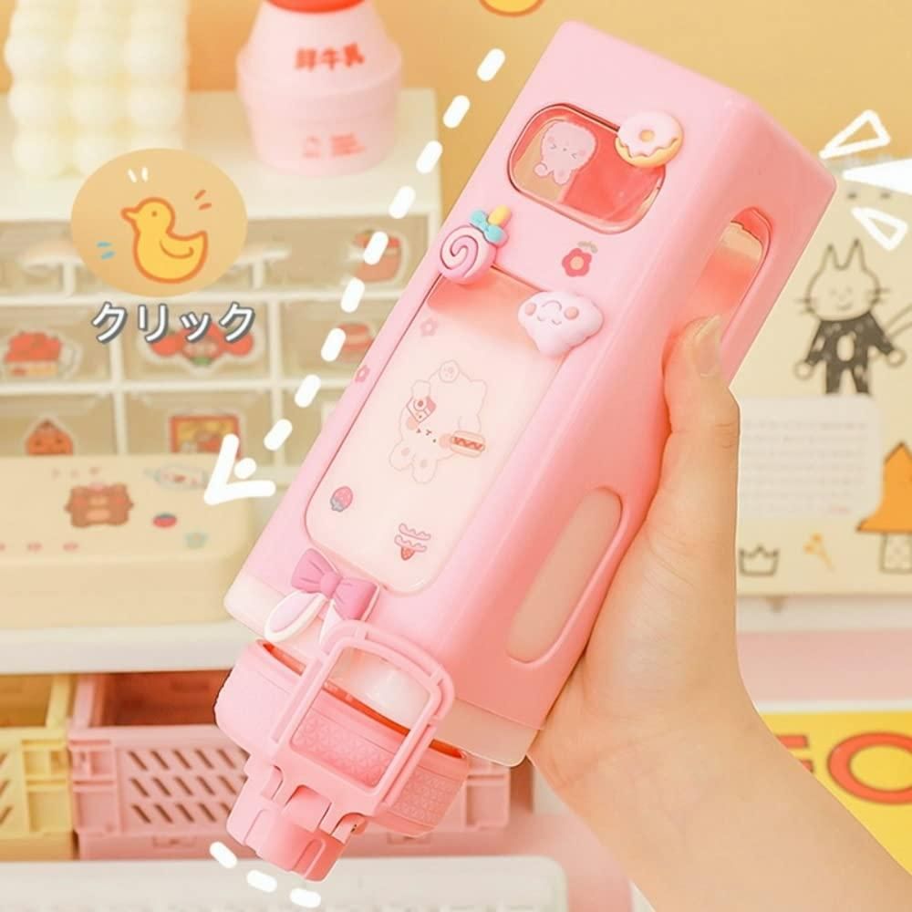 Kawaii Water Bottle with Lid and Straw